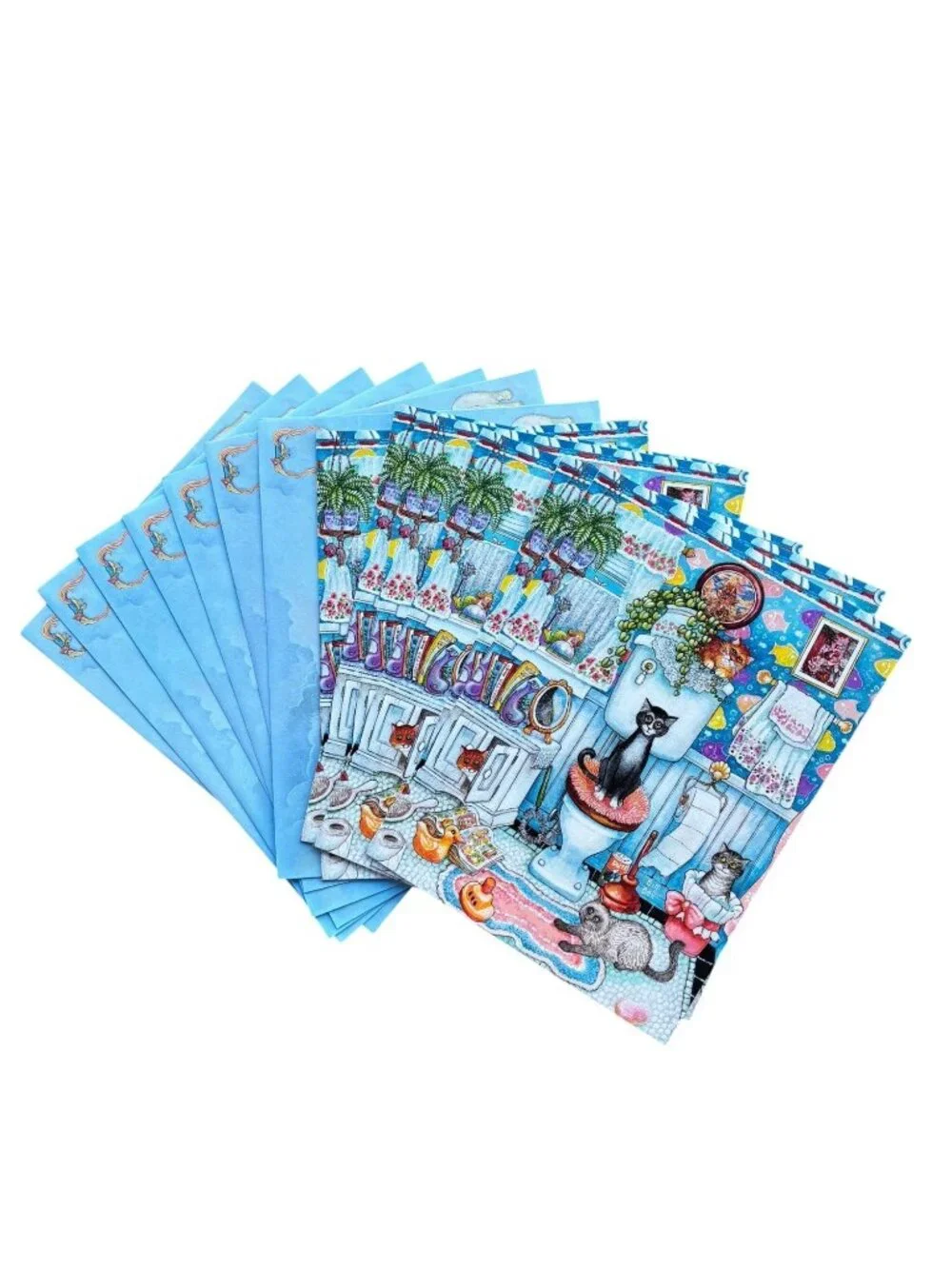VINTAGE New Leanin’ Tree 6-Pack Birthday Cards + ✉ BATHROOM‎ CATS Humor Kittens